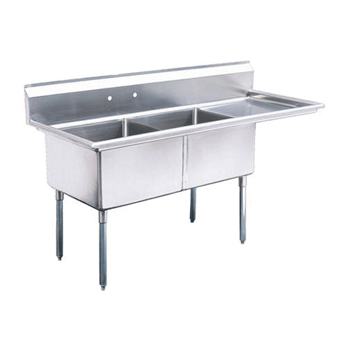 Évier double 24" x 24" avec égouttoir à droite (endommagé)
