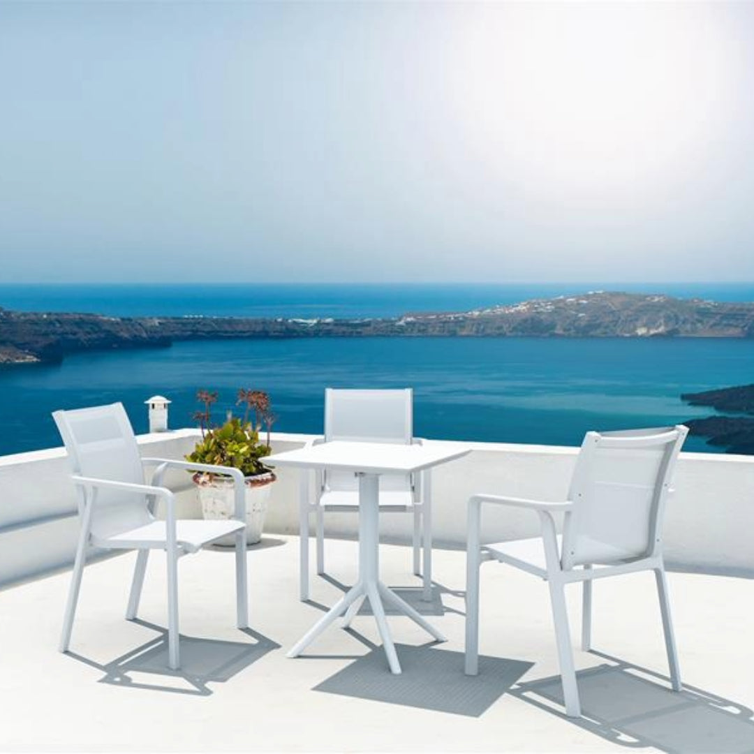 Table en résine carrée pliante Sky 24" - Blanc