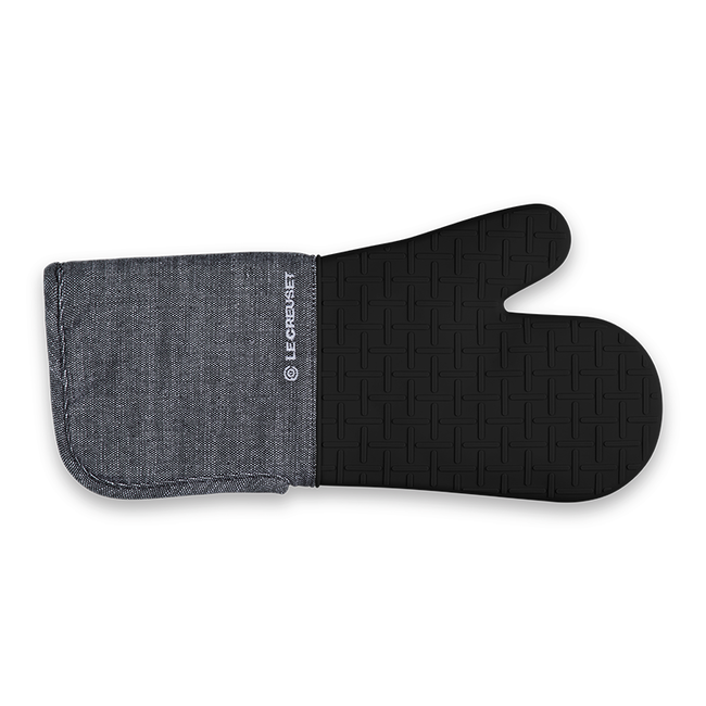 Mitaine de four en coton et en silicone 15" - Noir