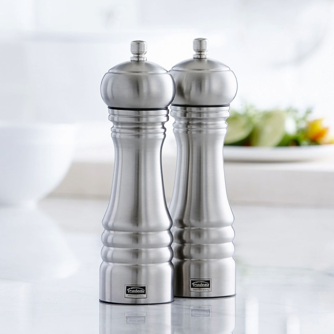 Professional Pepper and Salt Mill Set - Stainless Steel