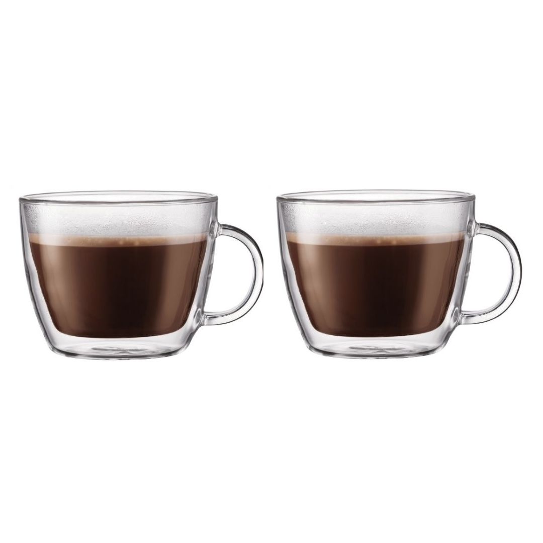 Set of Two 15 oz Double Wall Glass Cups - Bistro