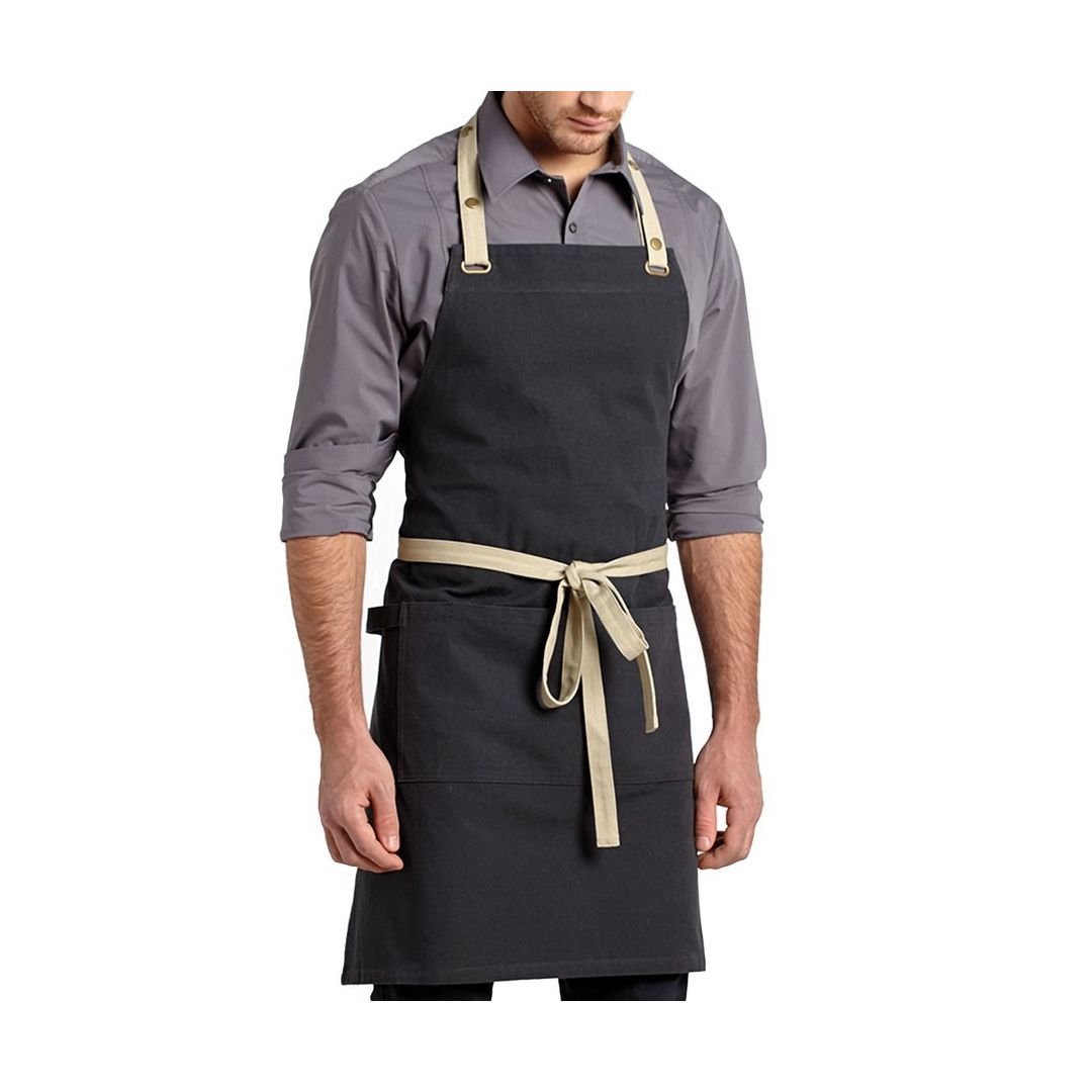 Billy Canvas Bib Apron with Pocket - Charcoal Gray
