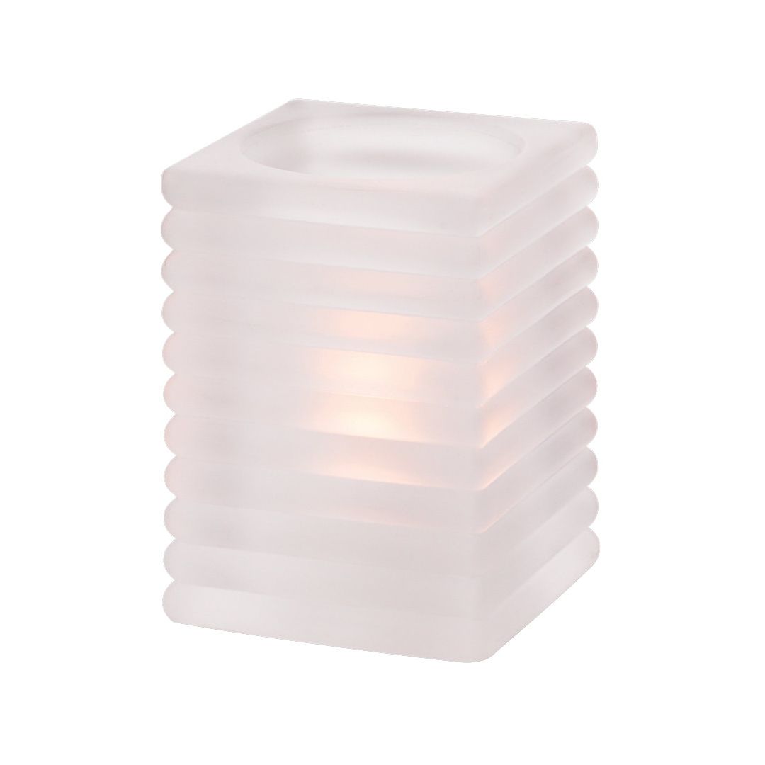 4 1/8"  Satin Glass Crystal Horizontal Square Lamp 