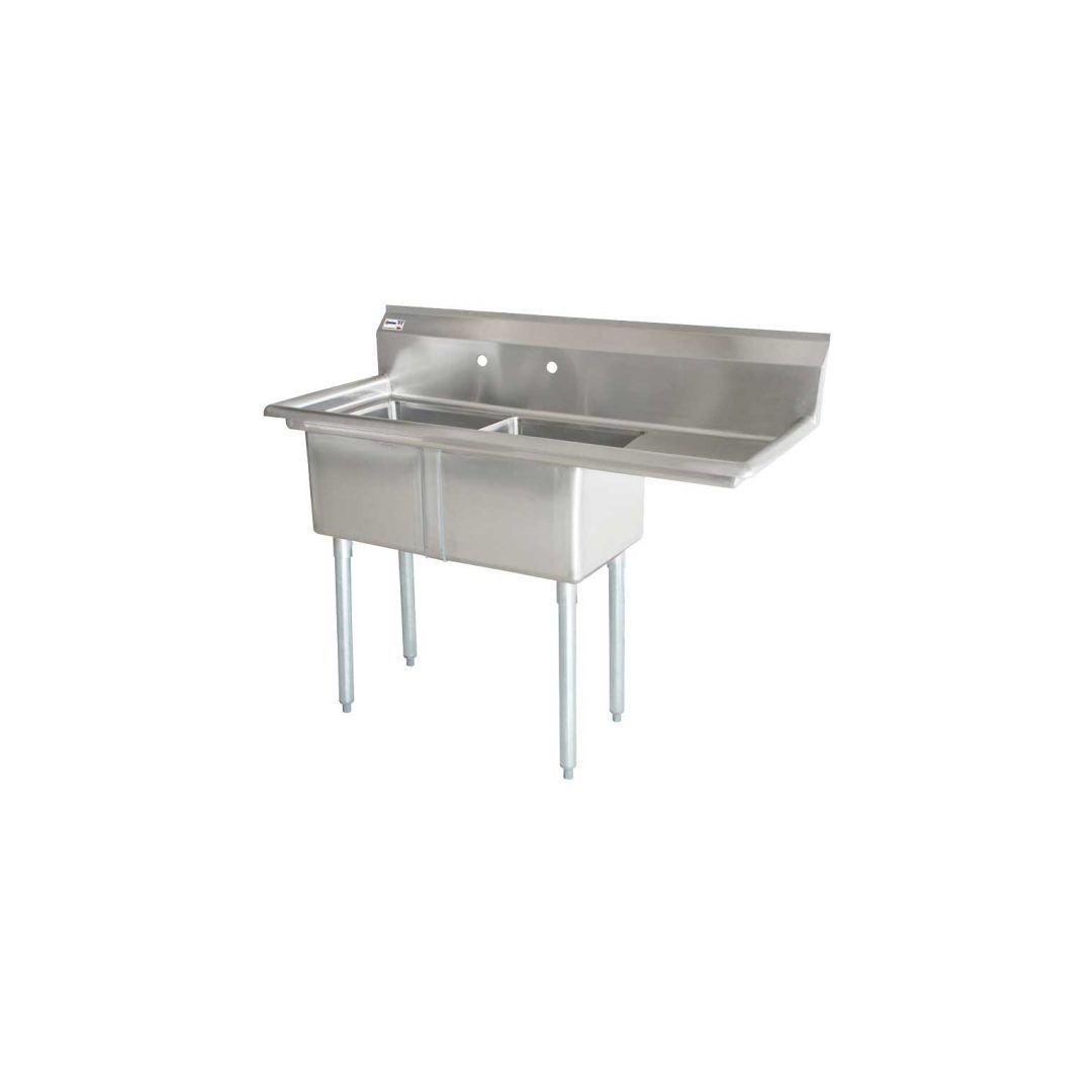 24" Double Sink with Right Drainboard