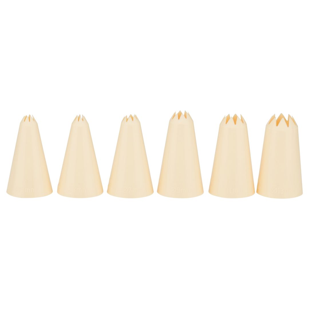 Set of Six Polypropylene Open and Closed Star Tips