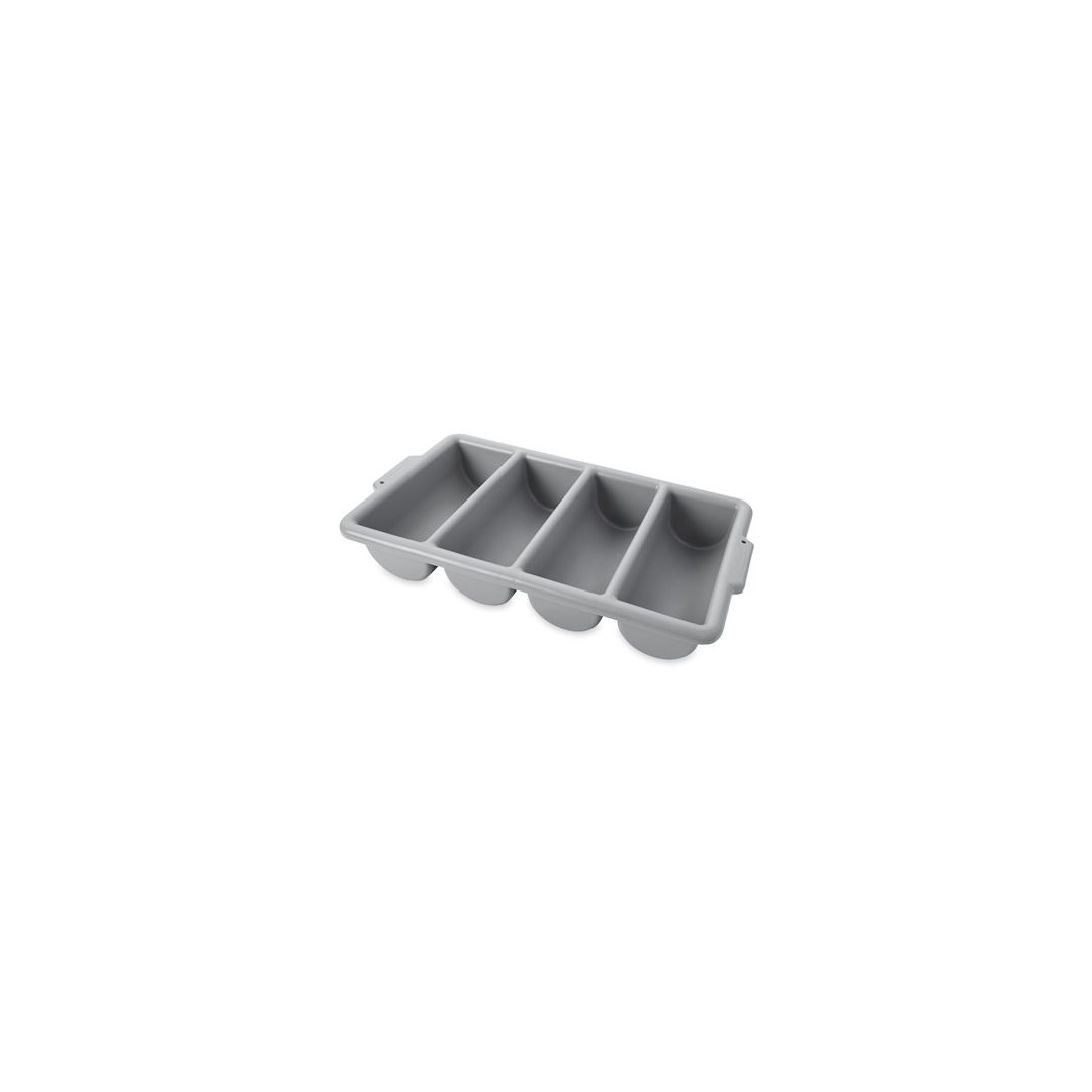 Four-Compartment Plastic Cutlery Box - Gray
