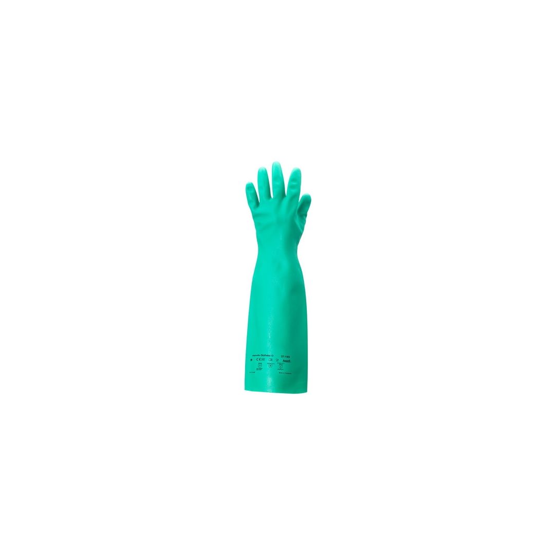 18" AlphaTec Solvex Pair of Size 8 Nitrile Gloves - Green