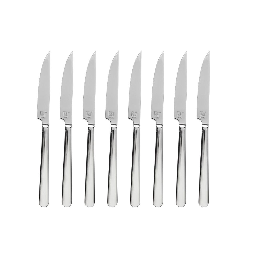 Ensemble de couteaux à steak noir, couteau dentelé noir Kyrtaon, ensemble  de couteaux tranchants en acier inoxydable plaqué noir titane, ensemble de  8 couteaux de table, résistant au lave-vaisselle : : Cuisine