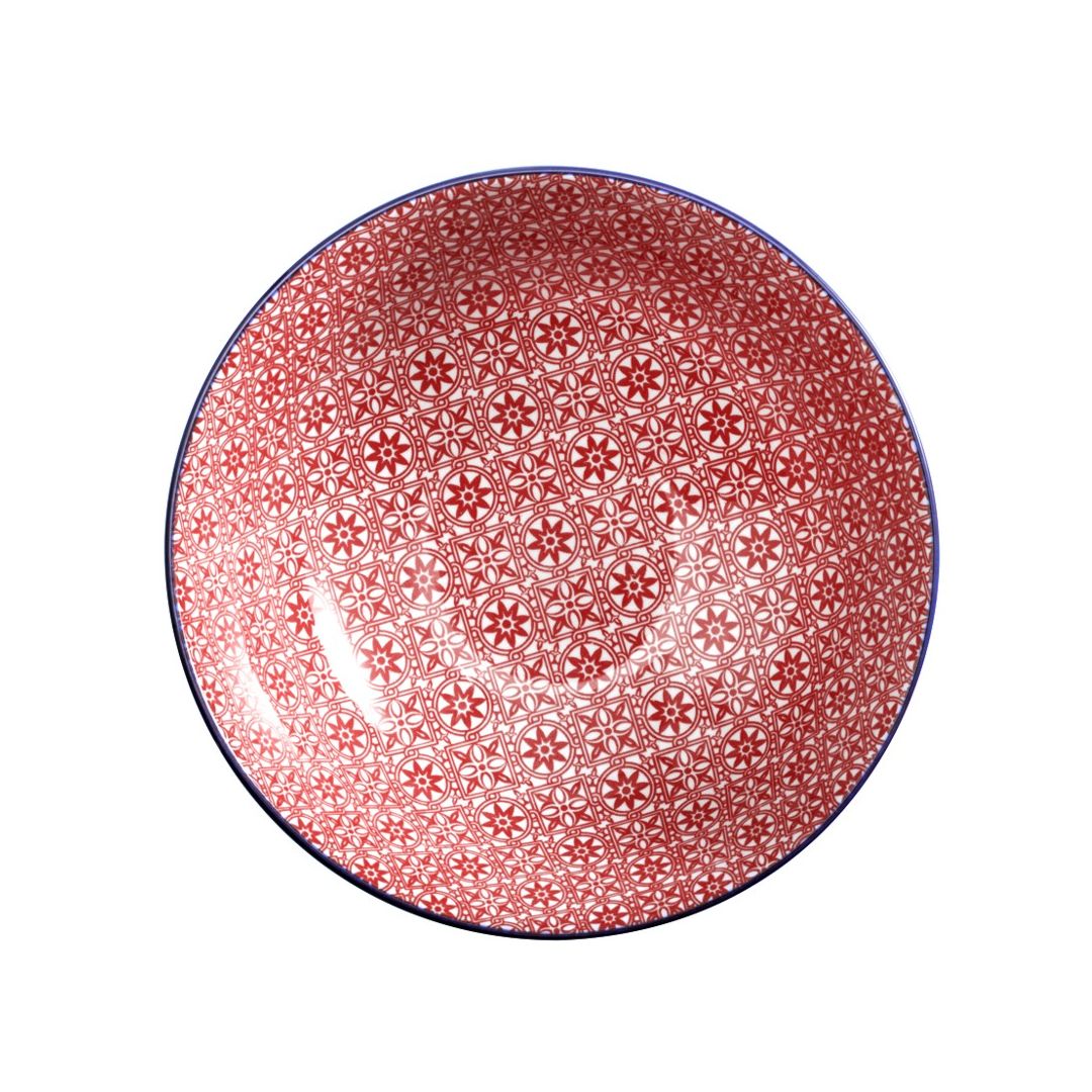 34 oz Round Footed Bowl - Aster Red
