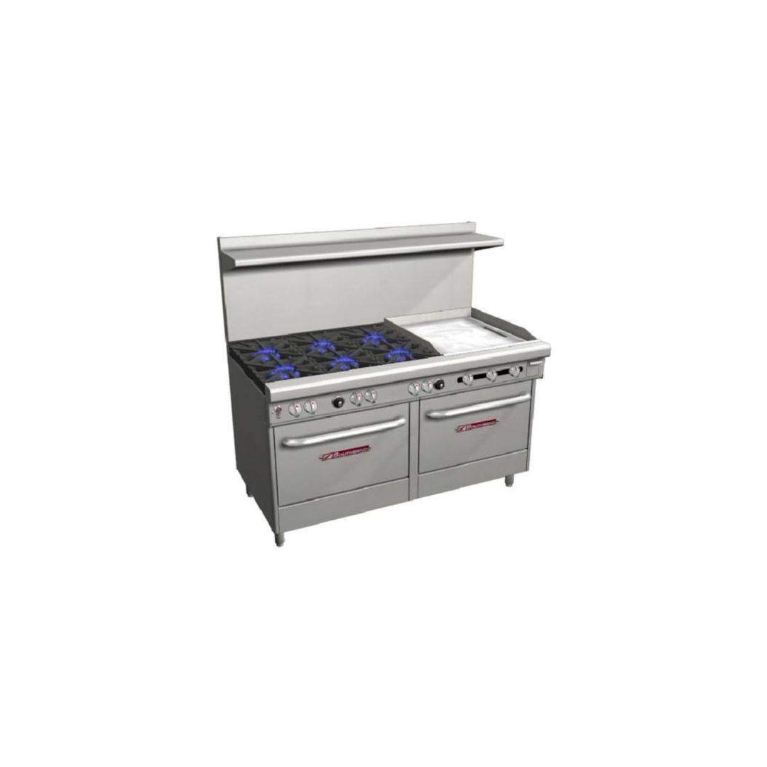 Range 6 burners, 24’’ griddle right thermostatic, 2 ovens - Natural gas