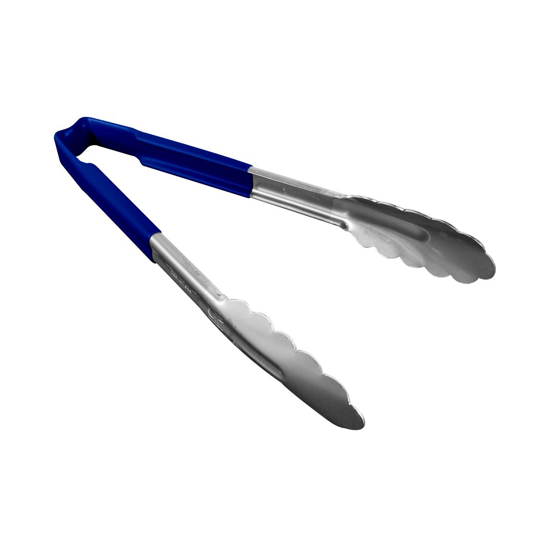 9.5" Stainless Steel Tongs with Kool-Touch Handle - Blue