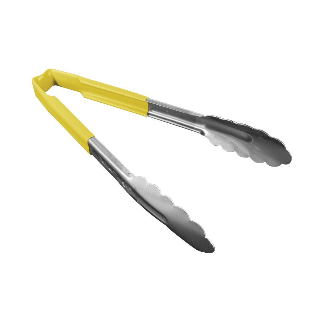 9.5" Stainless Steel Tongs with Kool-Touch Handle - Yellow
