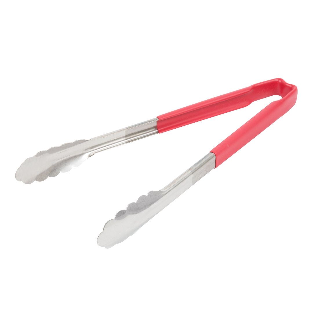 12" Stainless Steel Tongs with Kool-Touch Handle - Red