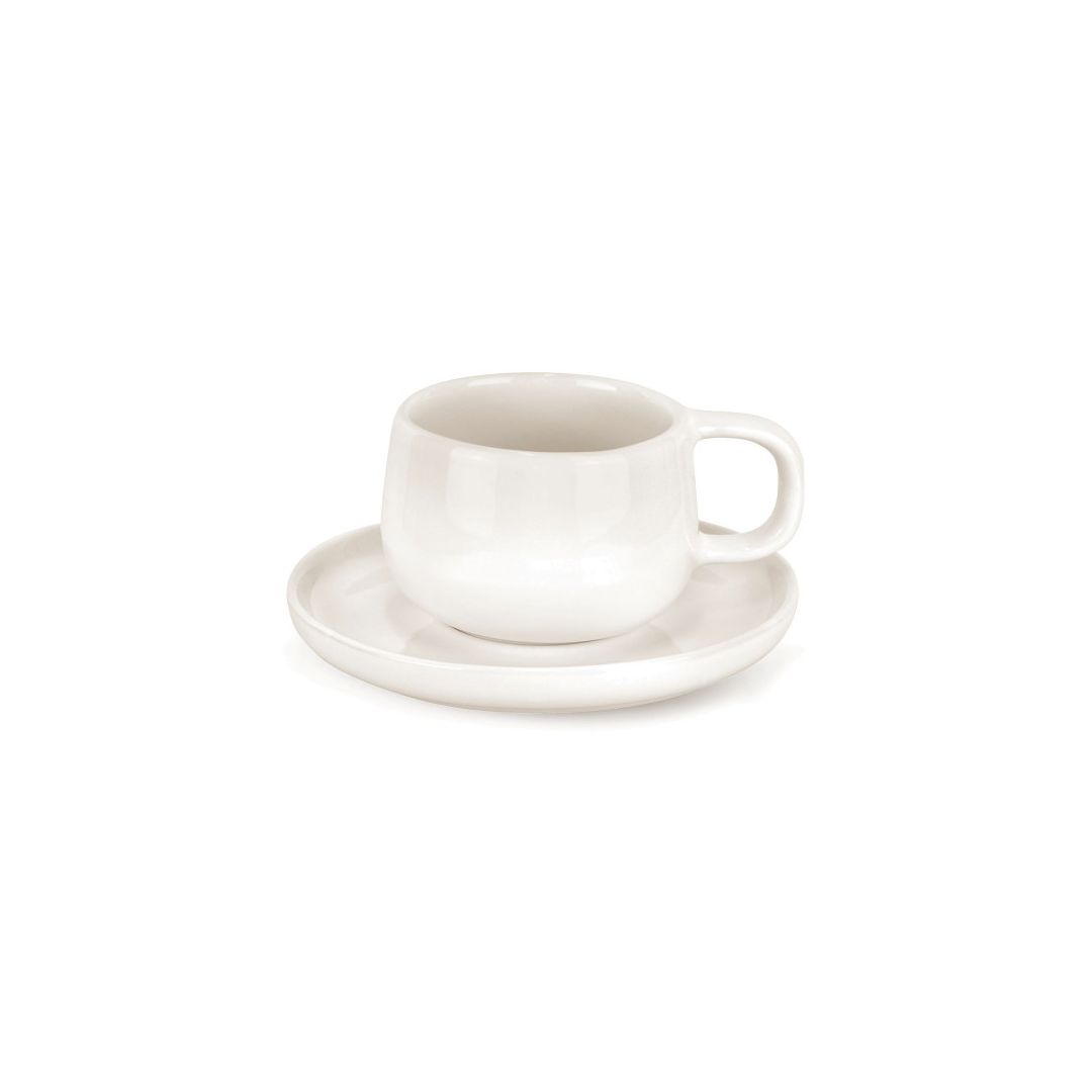 7,6 oz Tea Cup and Saucer Set - Uno Bianco