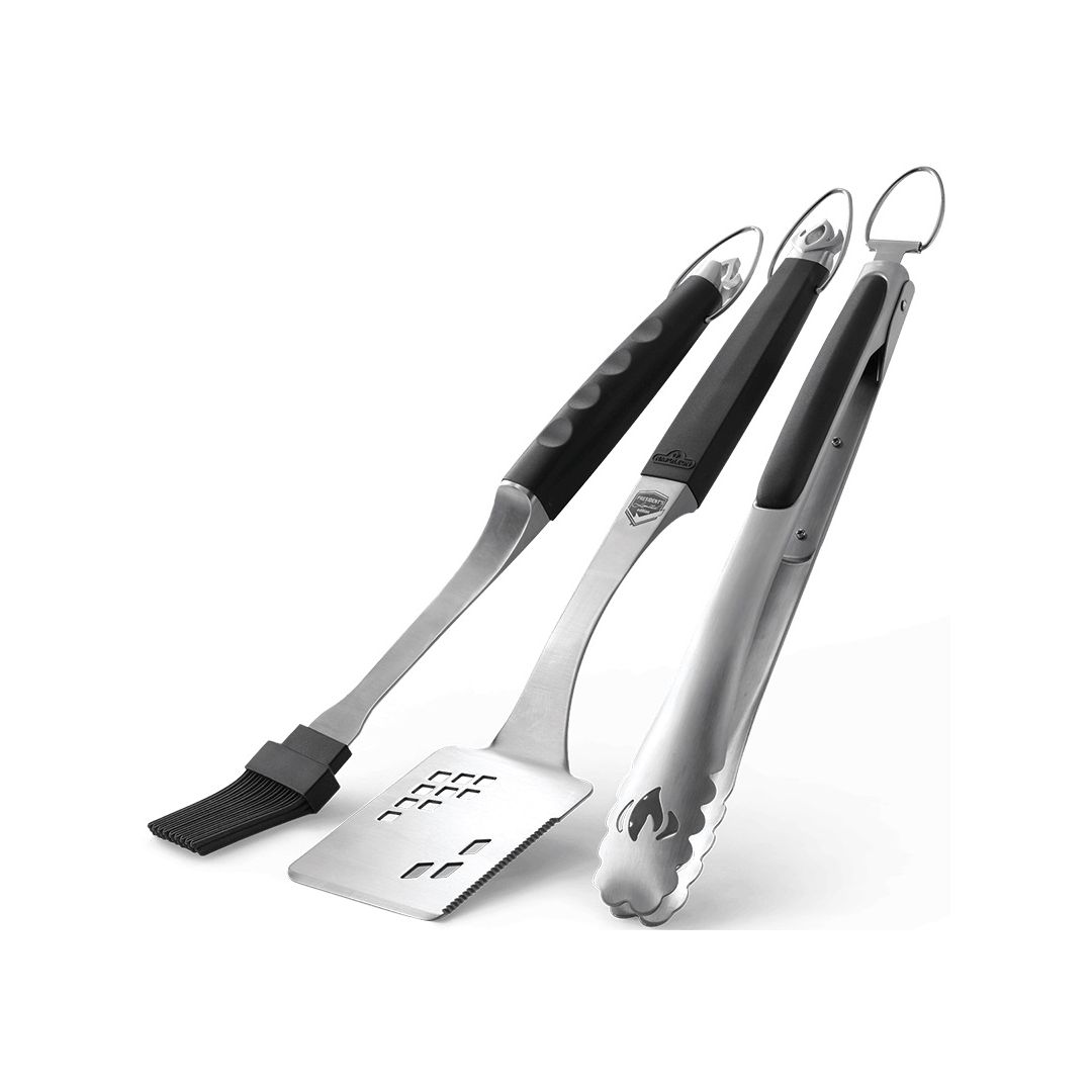 Basting Brush, Stainless Steel Turner and Tongs Set