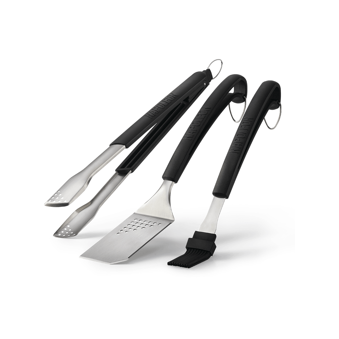 Silicone Basting Brush, Stainless Steel Turner and Tongs Set