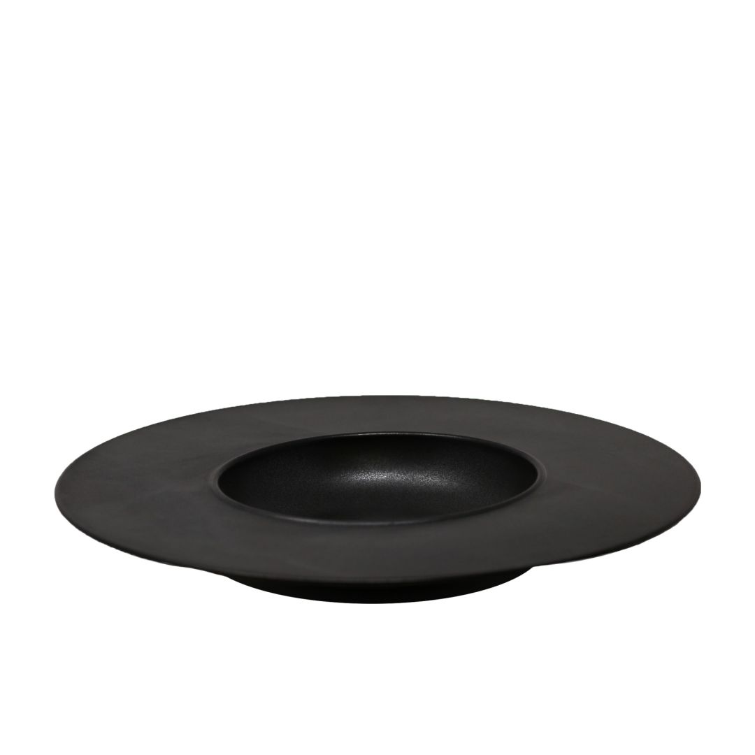 12" Round Pasta Plate - Black