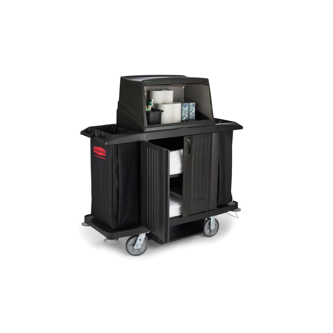 Full Size Hooded Housekeeping Cart with Lockable Doors