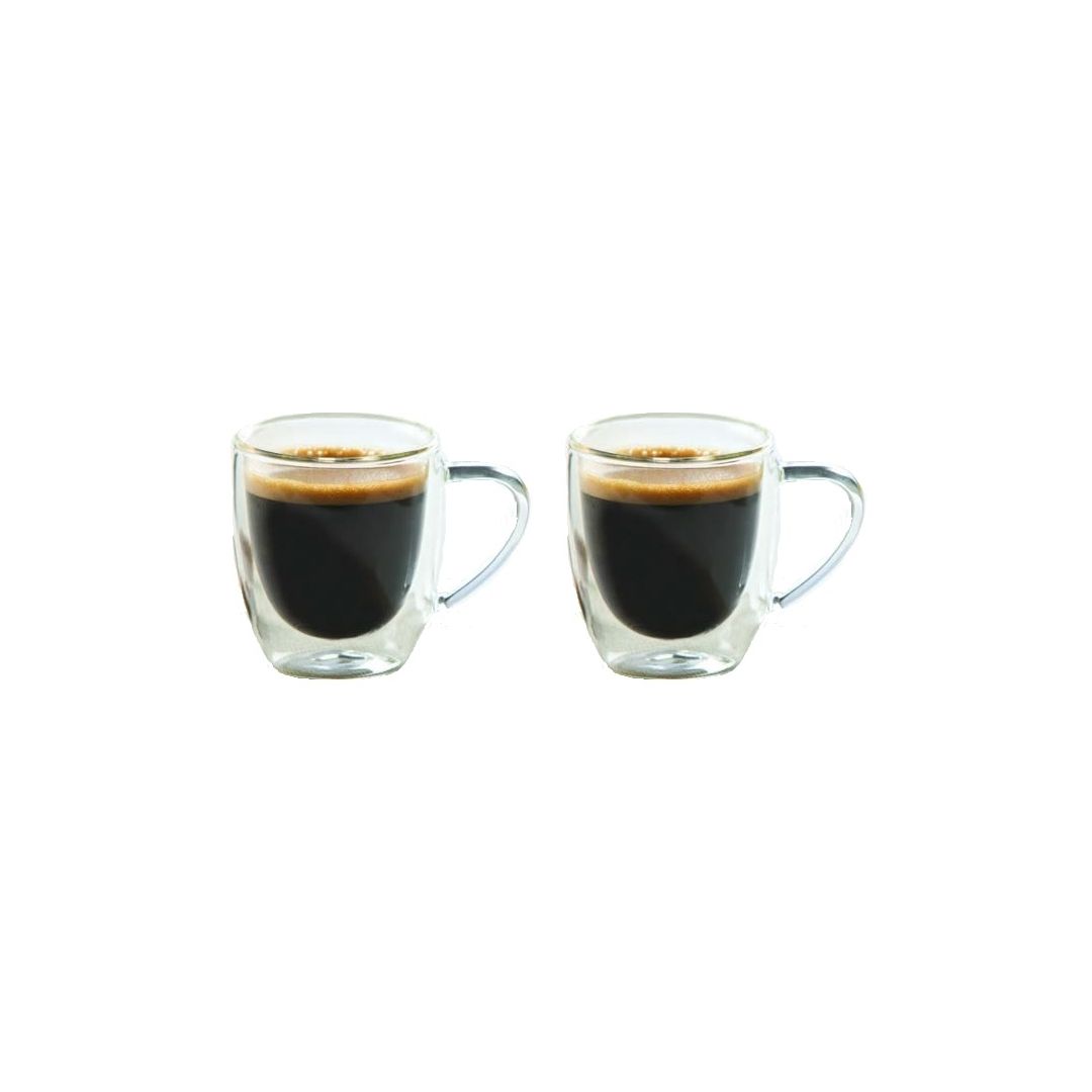 Set of Two 2.5 oz Double Wall Glass Cups