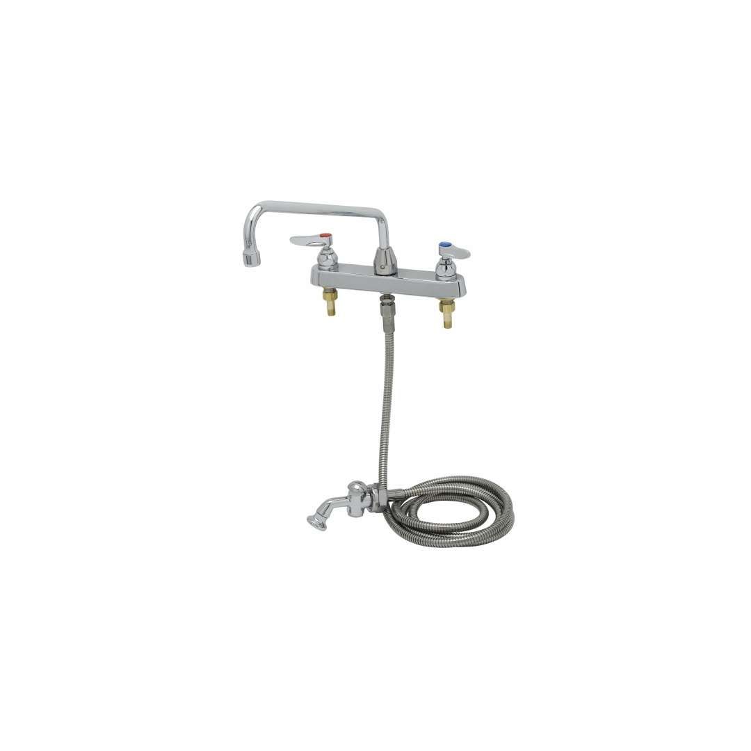 Deck Mount Faucet with Hose and 12" Nozzle