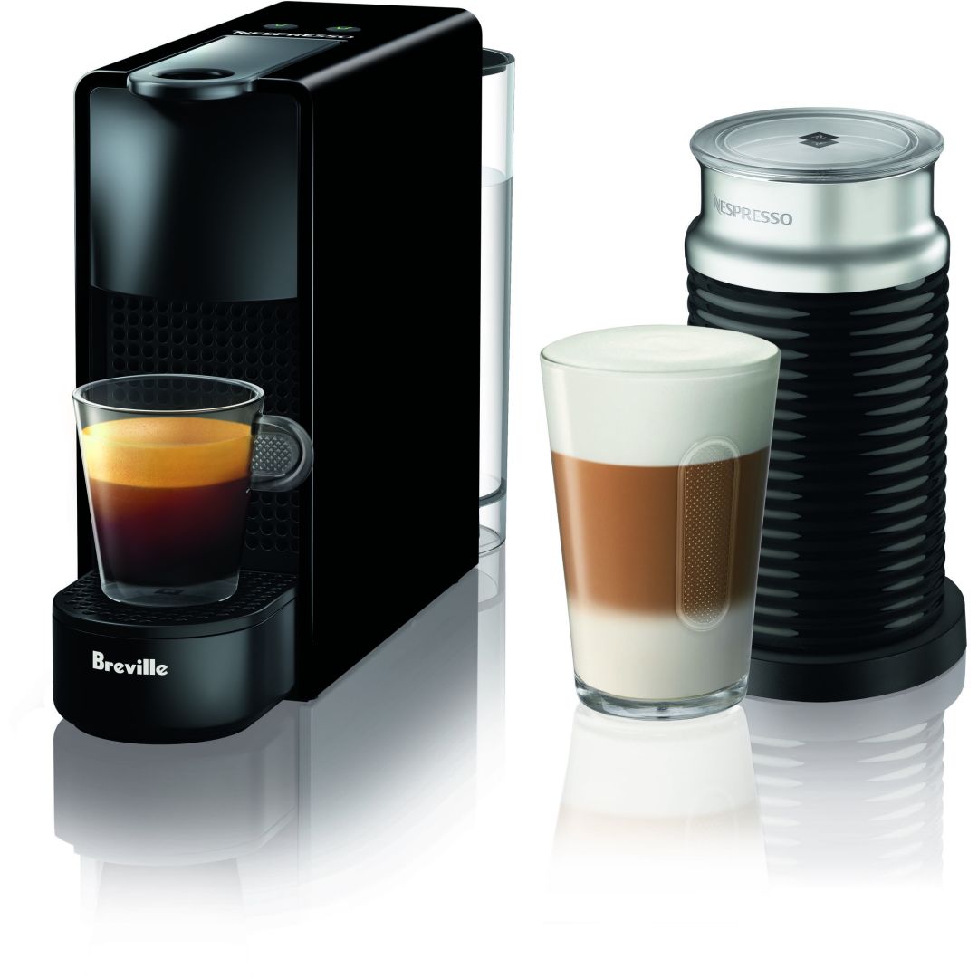 Essenza Mini Capsule Coffee Machine and Aeroccino Milk Frother - Black