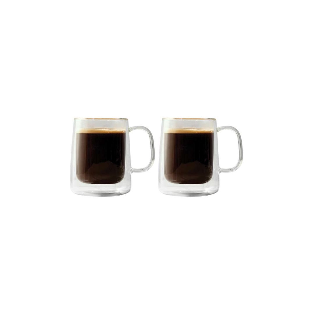 Ensemble de deux mugs en verre à double paroi 12,2 oz