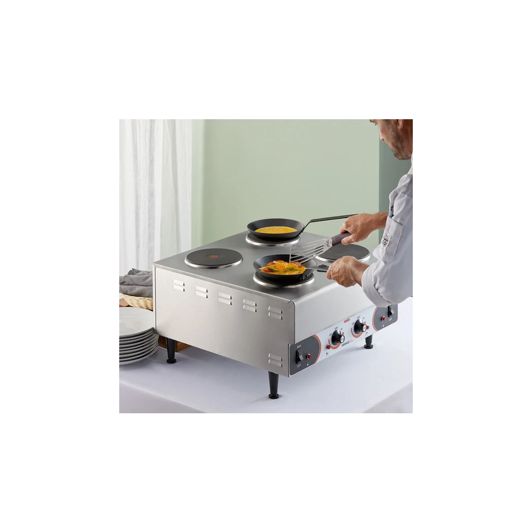 Nemco 6311-4-240 Electric Countertop Raised Hot Plate with 4 Solid Burners  - 240V