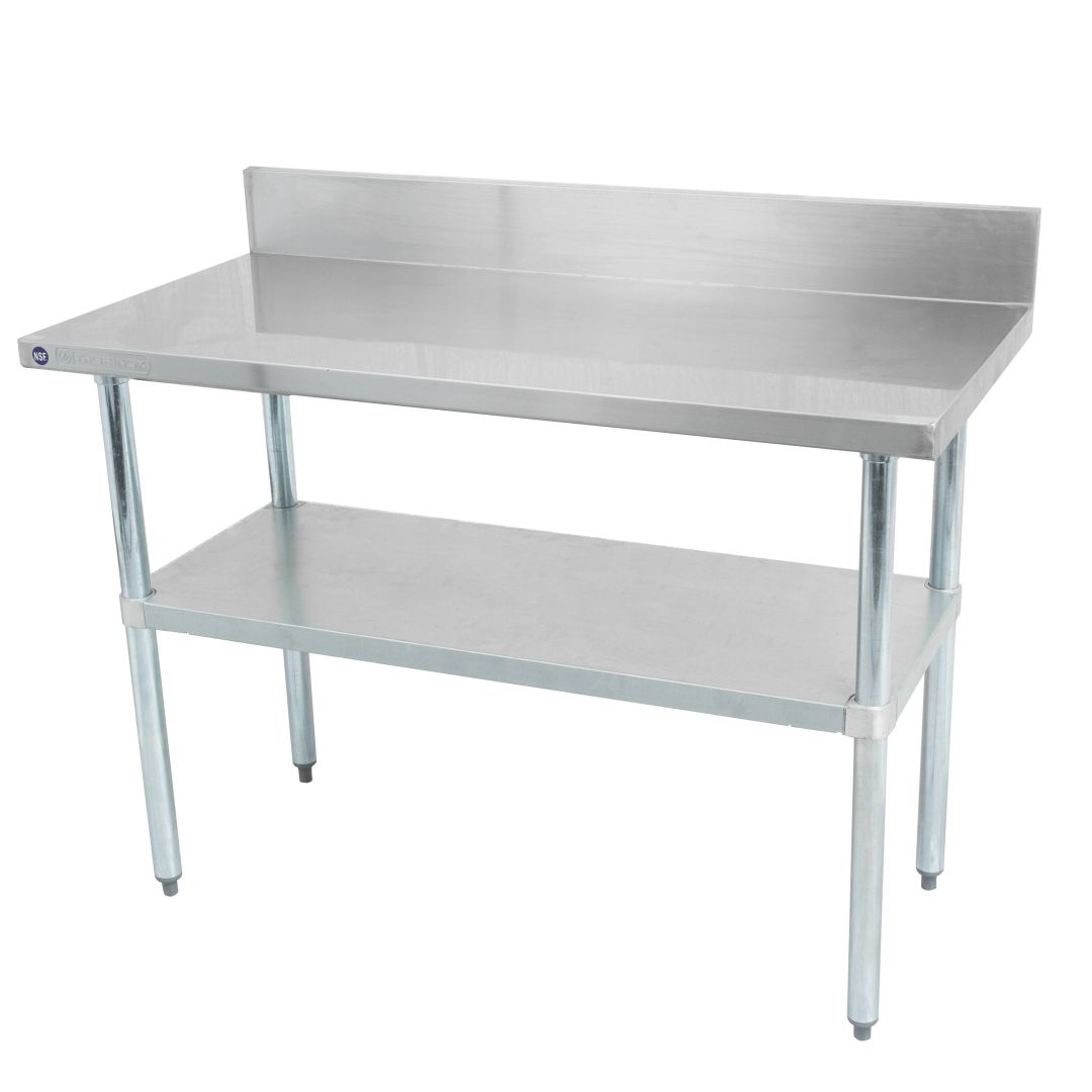 48" x 30" Stainless Steel Work Table and Backsplash with Undershelf