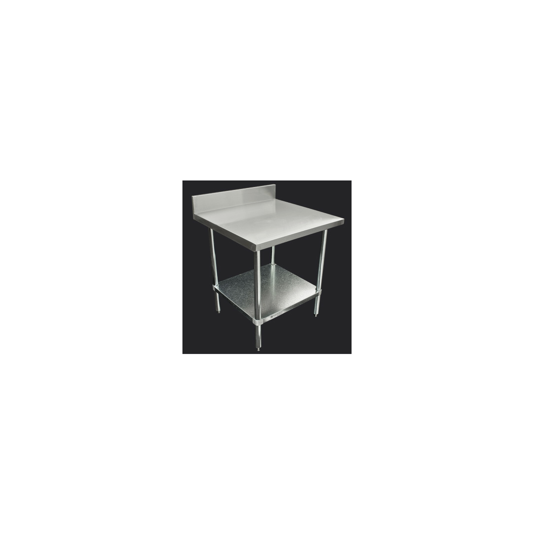 30" x 96" Work Table w/ Backsplash, Stainless Steel Undershelf (Damaged)
