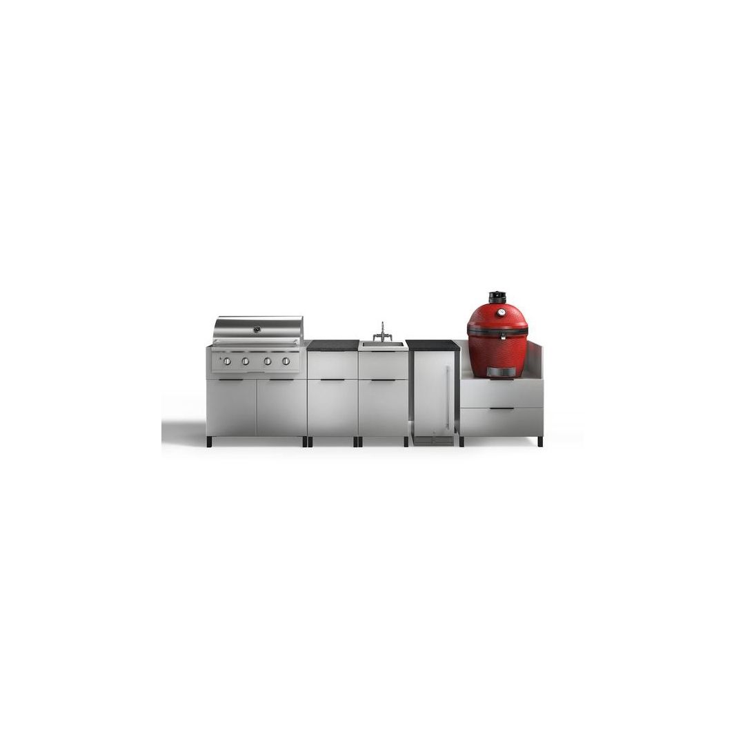 Configuration à cinq modules pour BBQ au gaz et au charbon et réfrigérateur - Essence