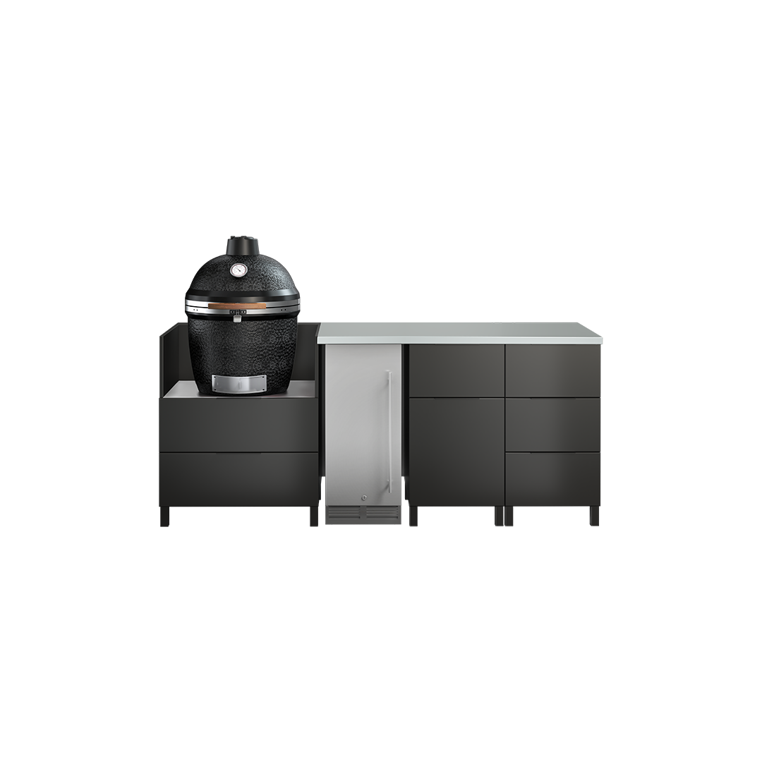 Four-Cabinet Layout for Charcoal Grill with S/S Countertop - Essence (Onyx)