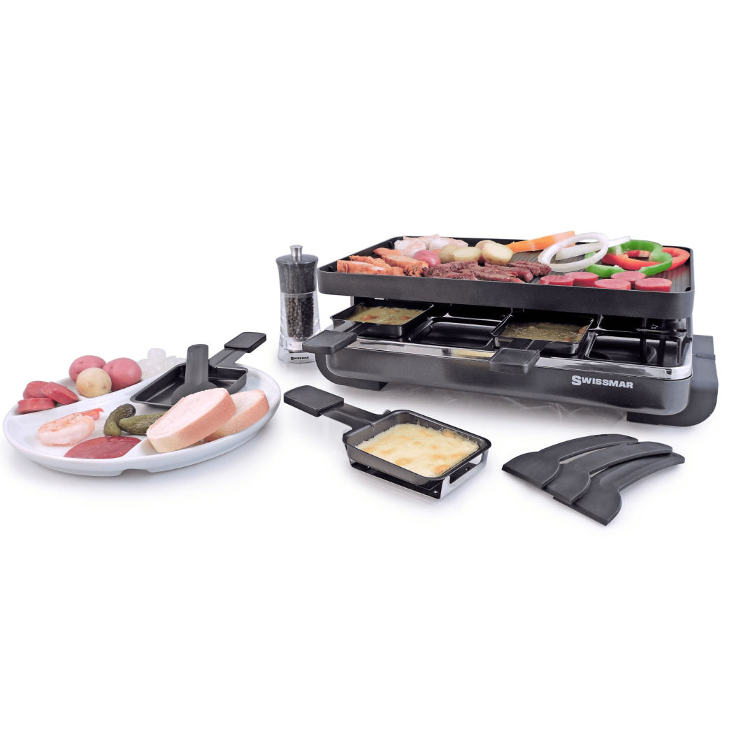 Stainless Steel and Cast Aluminum Raclette Set - Classic Black