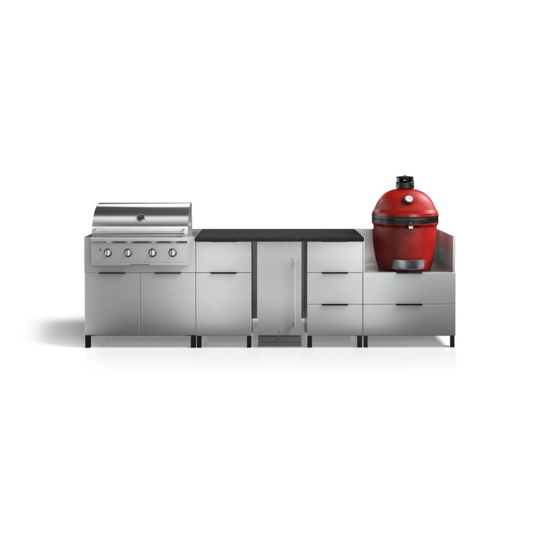 Configuration à cinq modules pour BBQ au gaz et au charbon et réfrigérateur - Essence