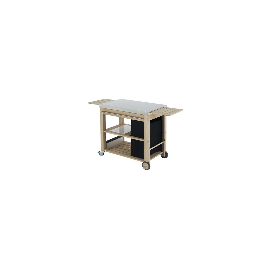 Robinia and Stainless Steel Cart for Plancha