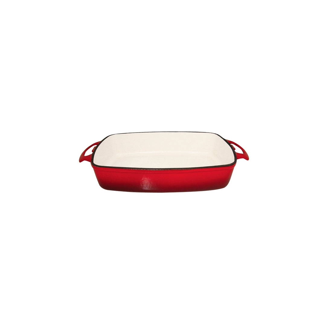 10.2" x 13.8" Enamelled Cast Iron Roasting Pan - Red