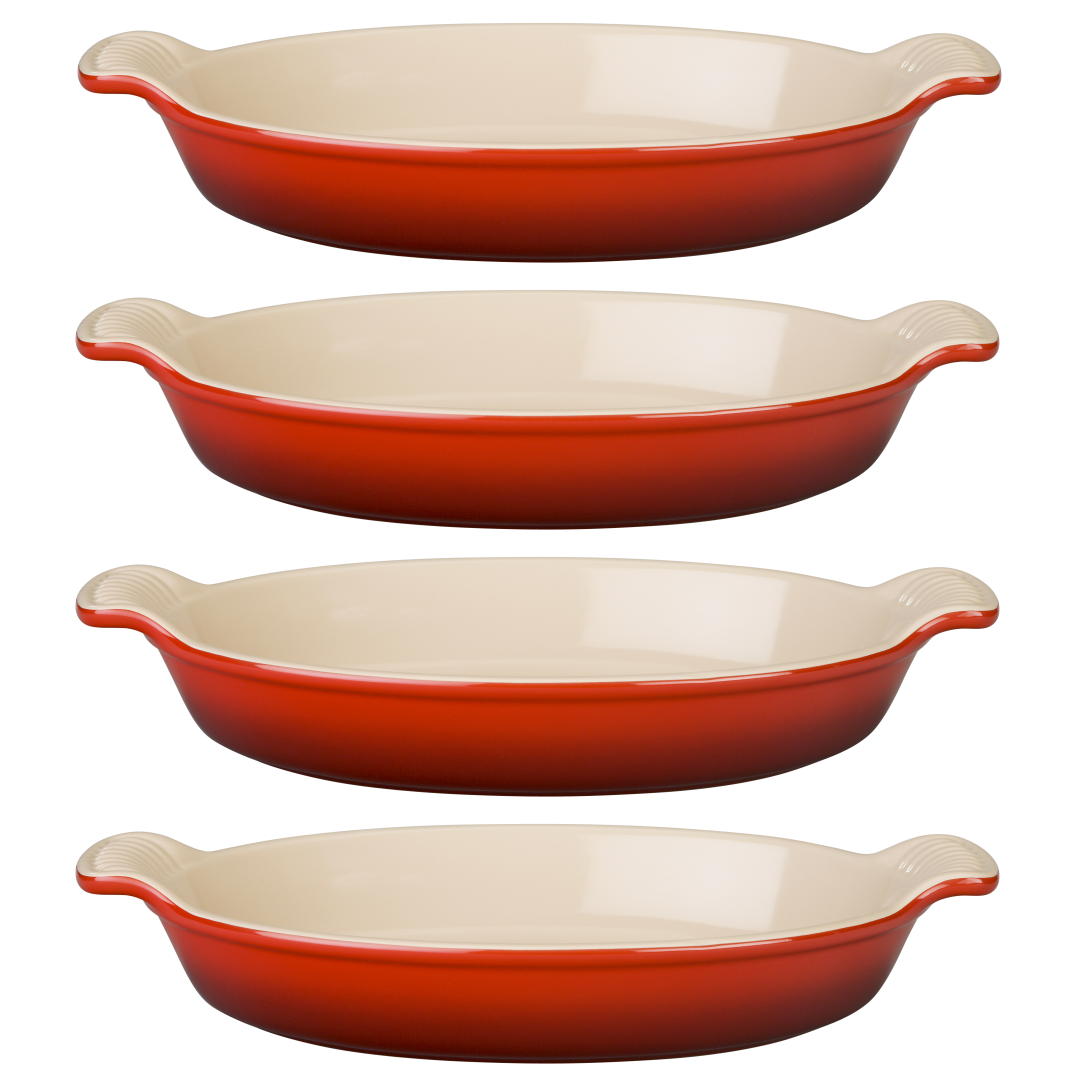 Set of Four Au Gratin Dishes - Cerise
