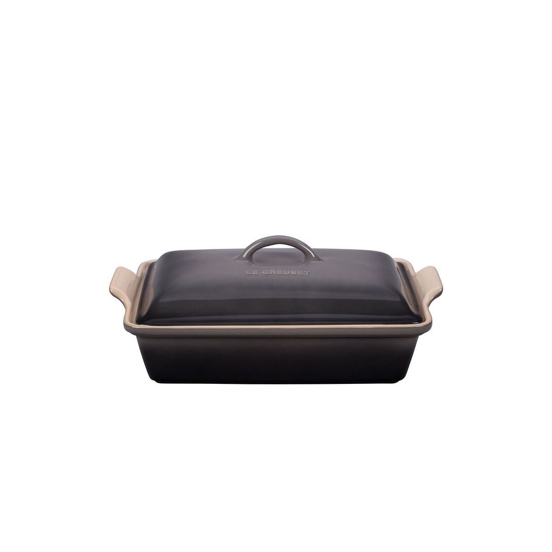 3.8 L Rectangular Stoneware Baking Dish with Lid - Oyster