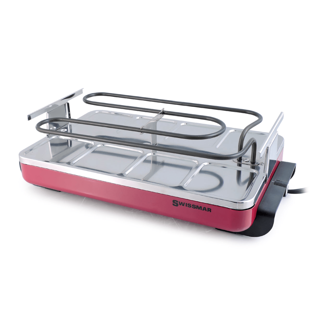 Stainless Steel and Cast Iron Raclette Set - Classic Red