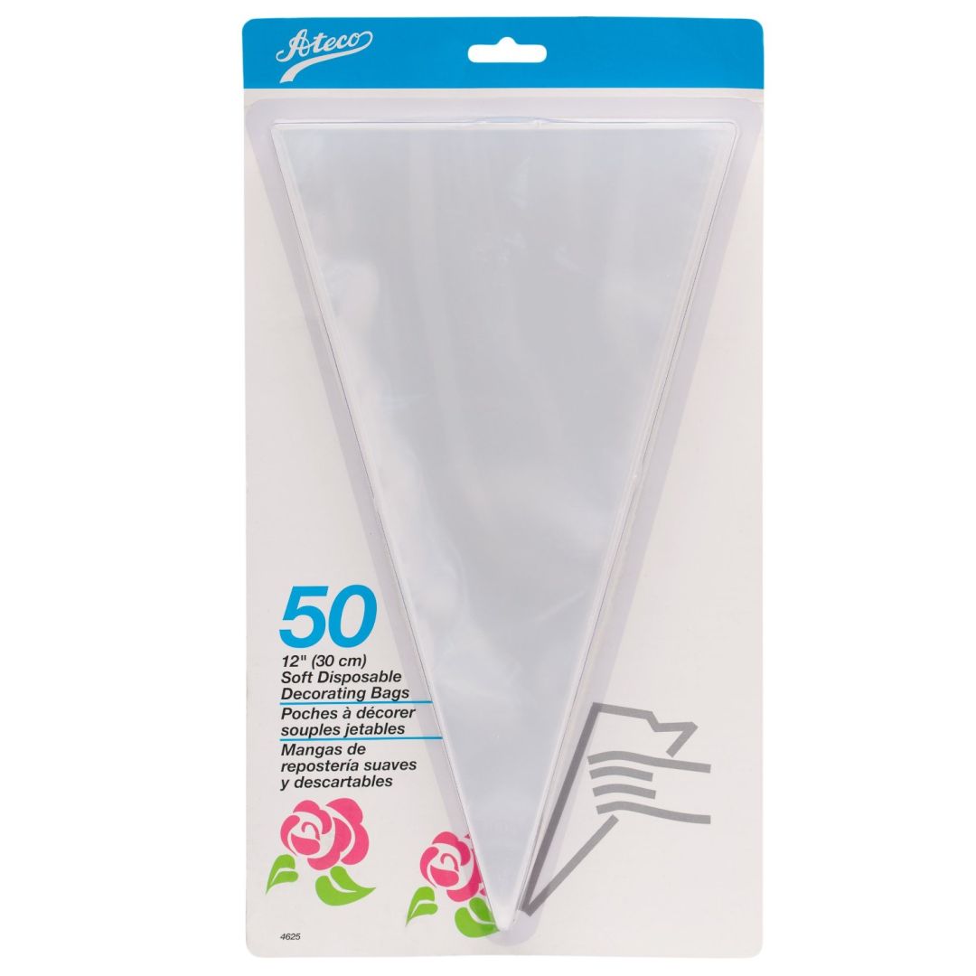 12" Disposable Plastic Pastry Bags - 50 Bags