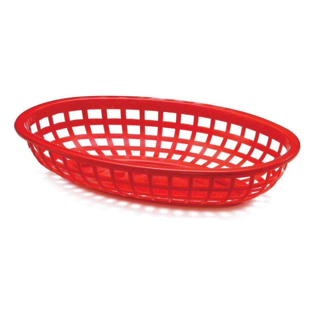 9.25" x 6" Oval Polyethylene Basket - Red