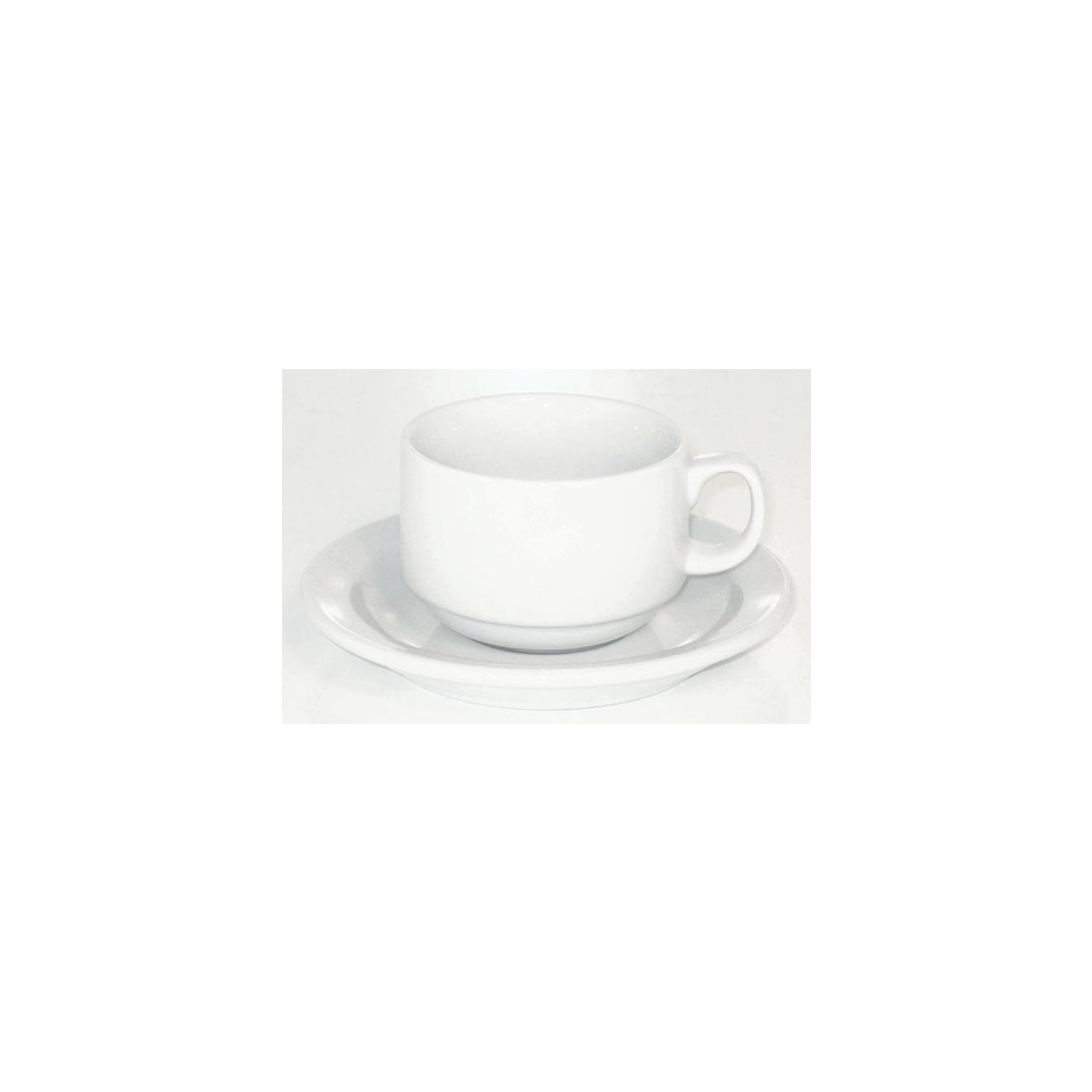 Set of Six 8 oz Porcelain Cups with Saucers