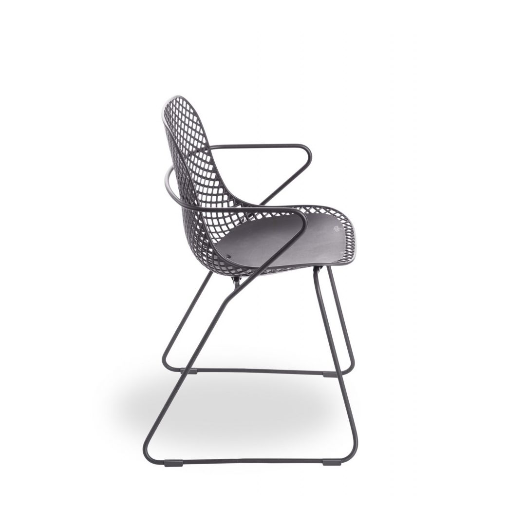 Chaise en métal avec appuis-bras Ramatuelle 73' - Gris pavement