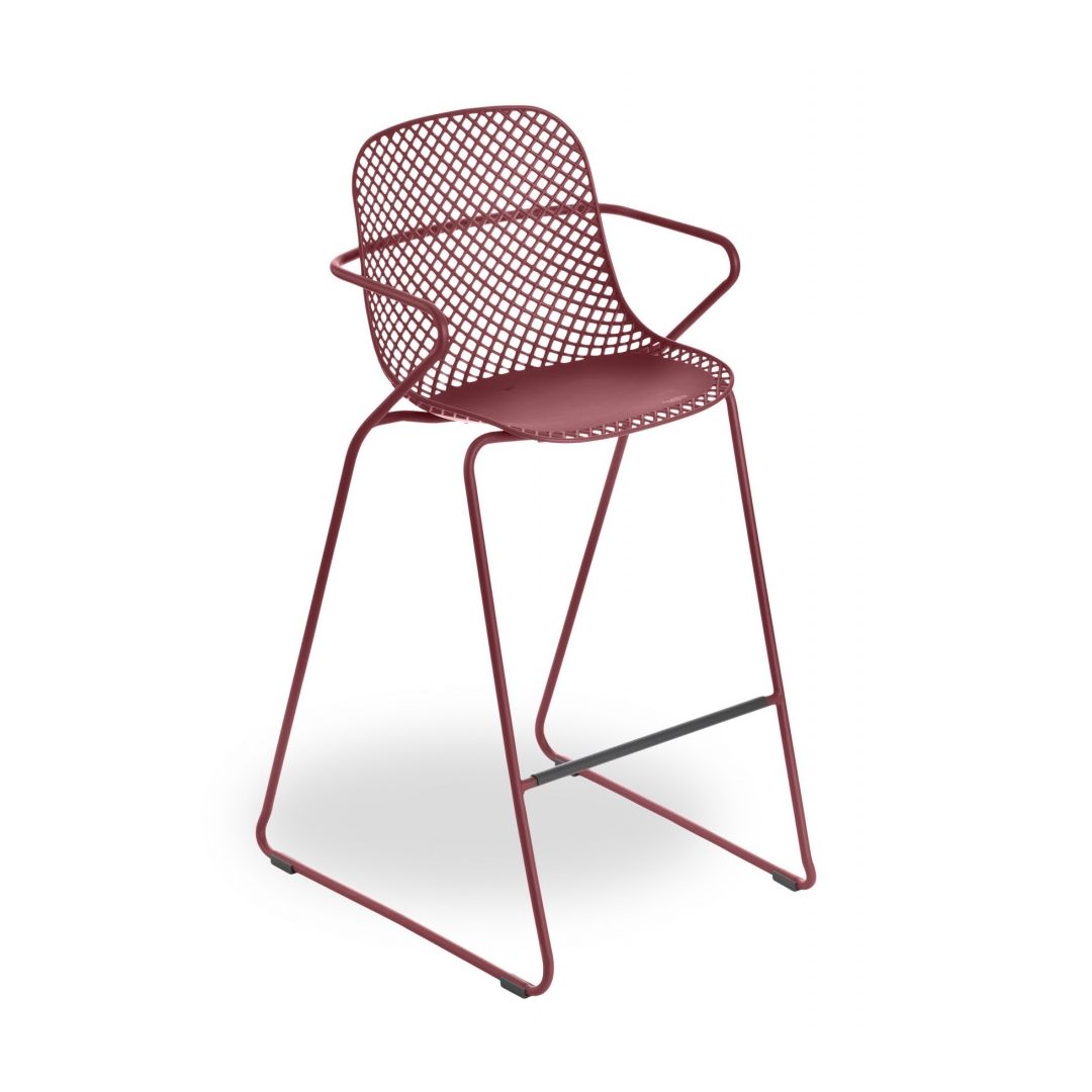 Ramatuelle 73' Metal Bar Chair - Bossa Nova Red