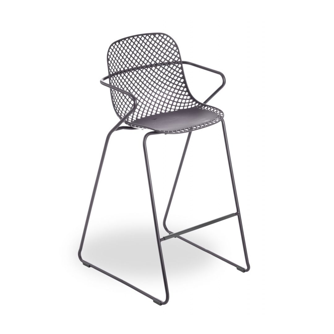 Ramatuelle 73' Metal Bar Chair - Pavement Grey