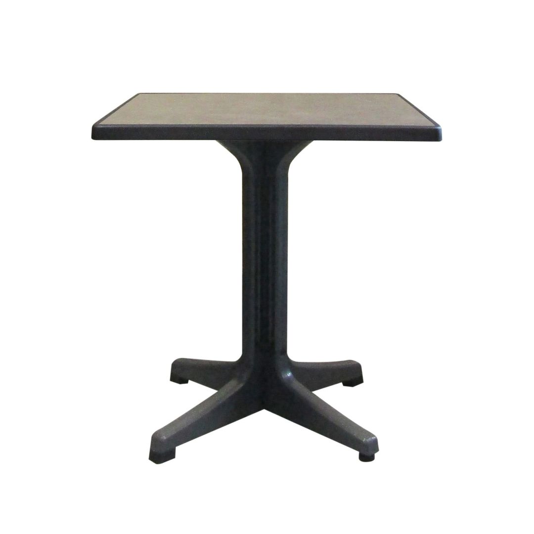 28" Omega Square Outdoor Table - Metal Brushed and Charcoal