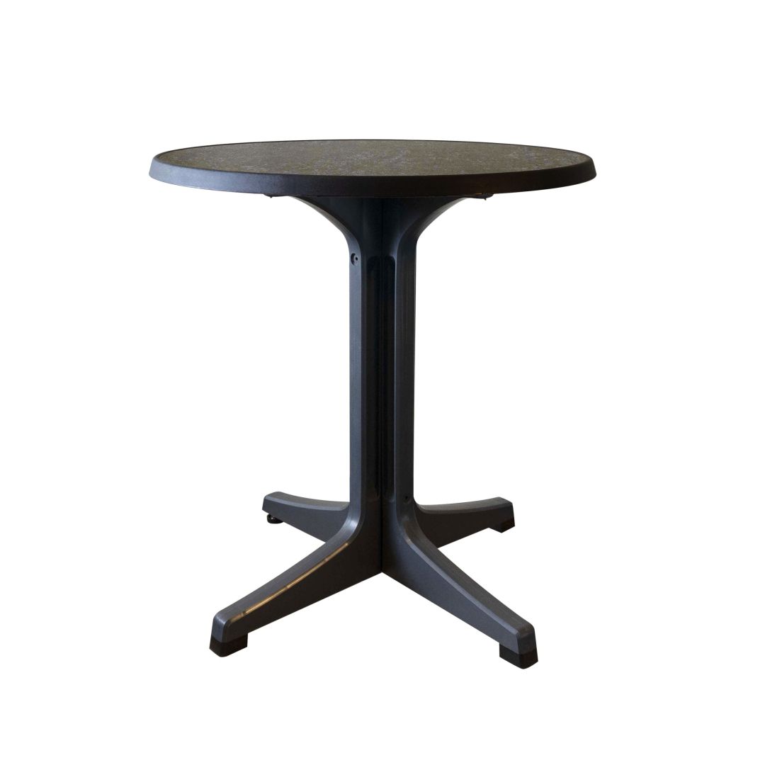 28" Omega Round Outdoor Table - Dark Concrete and Charcoal