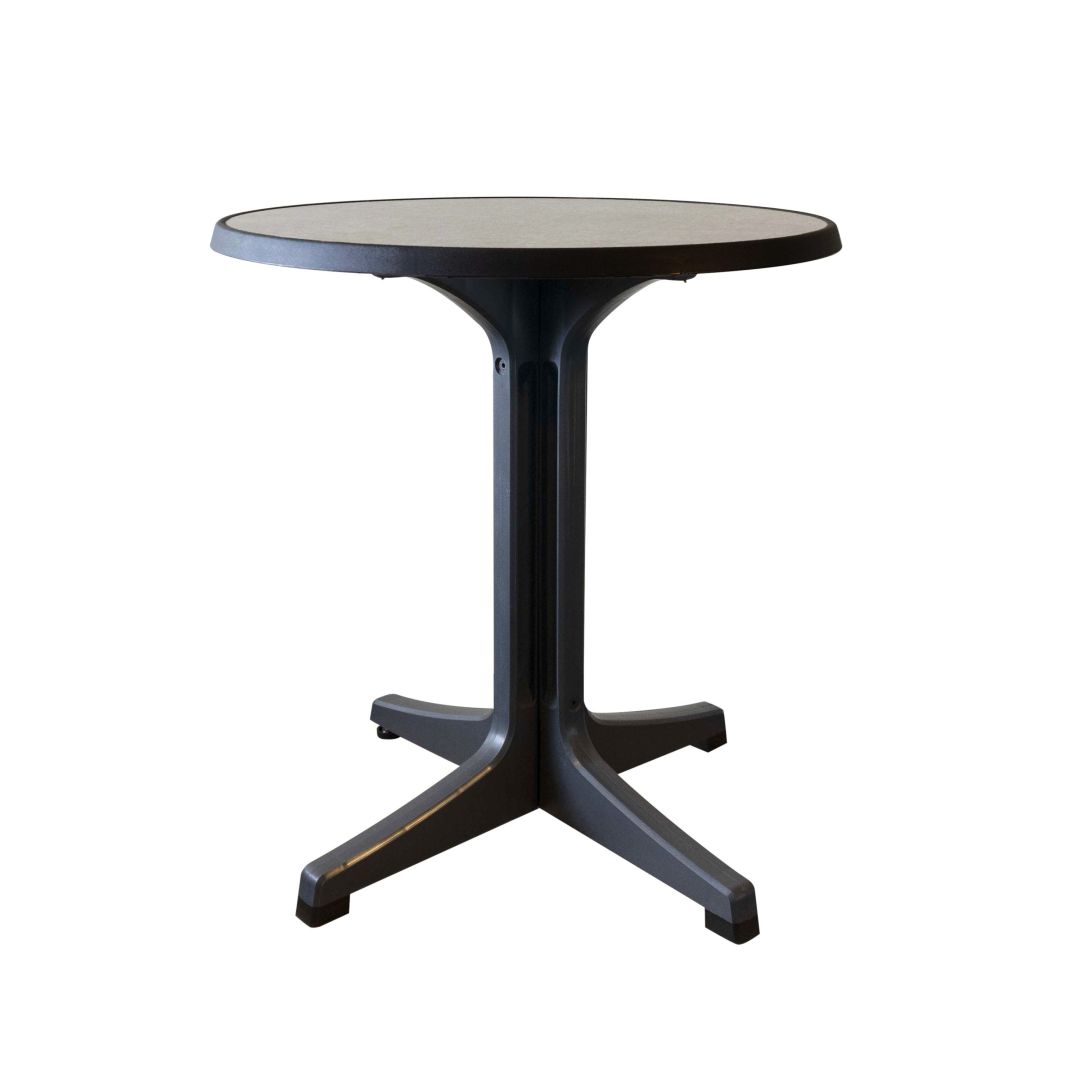28" Omega Round Outdoor Table - Metal Brushed and Charcoal