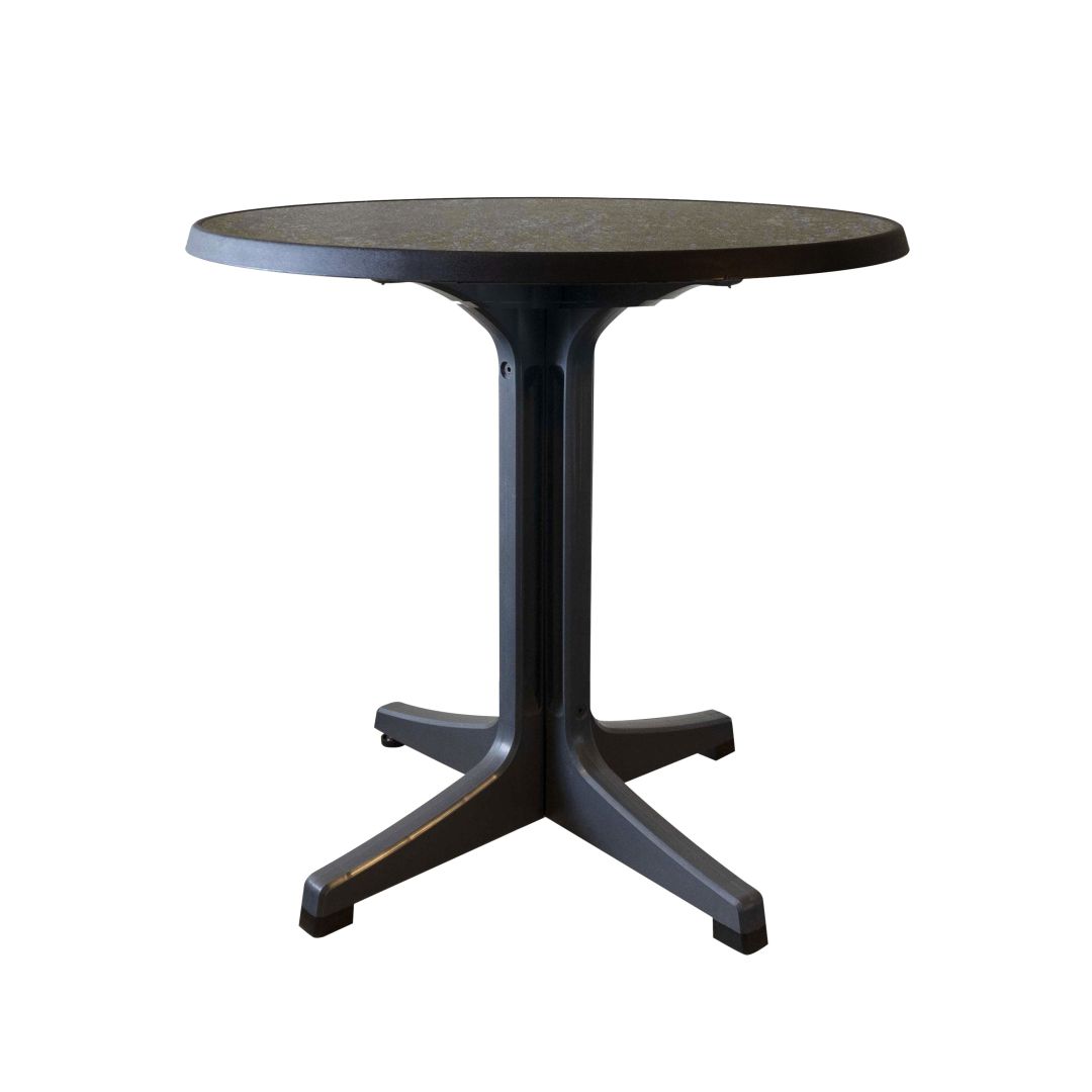 34" Omega Round Outdoor Table - Dark Concrete and Charcoal
