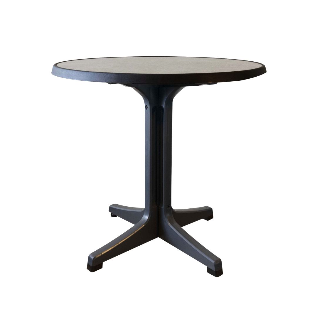 34" Omega Round Outdoor Table - Metal Brushed and Charcoal