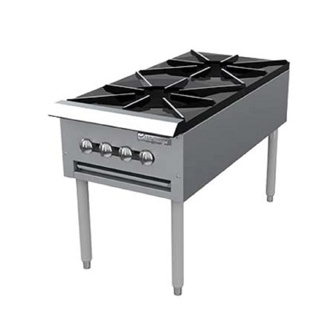 Natural Gas Double Countertop Stock Pot Stove with 6" Legs